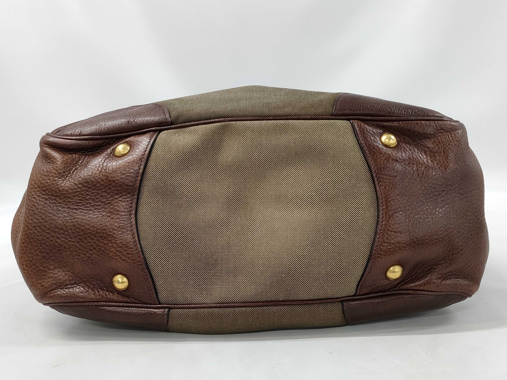 PRADA Jacquard Leather Clasp Handbag