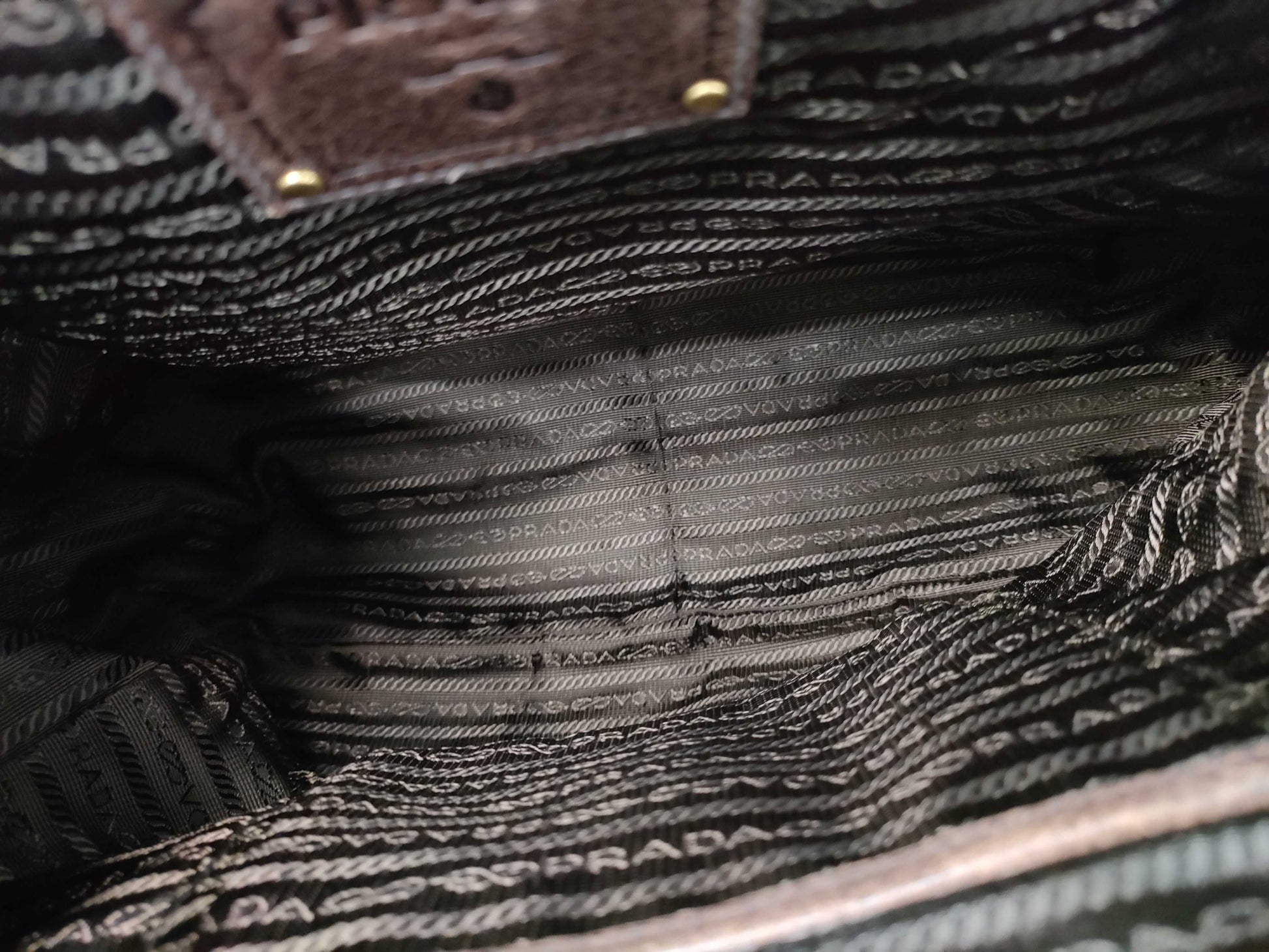 PRADA Jacquard Leather Clasp Handbag
