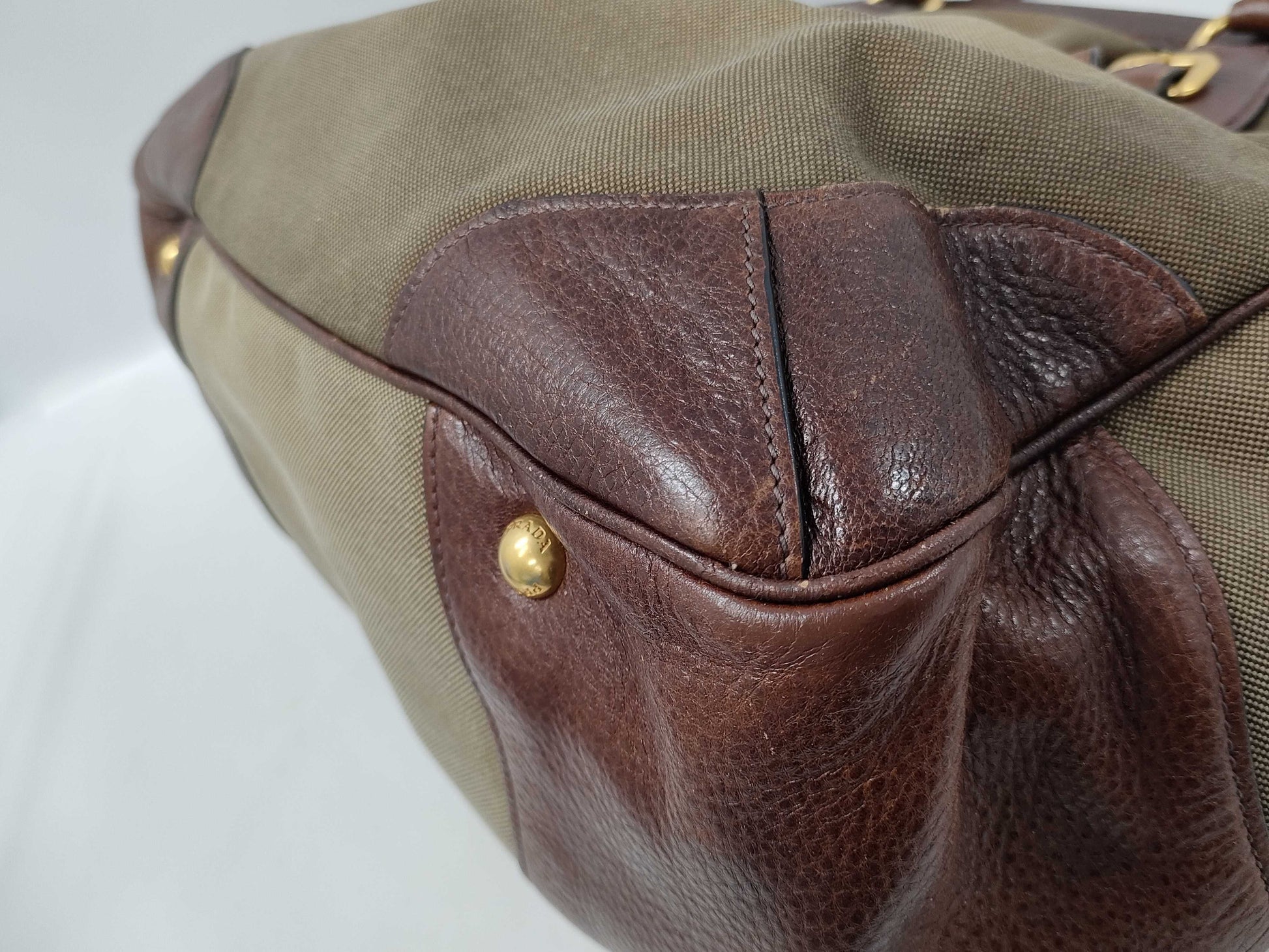 PRADA Jacquard Leather Clasp Handbag