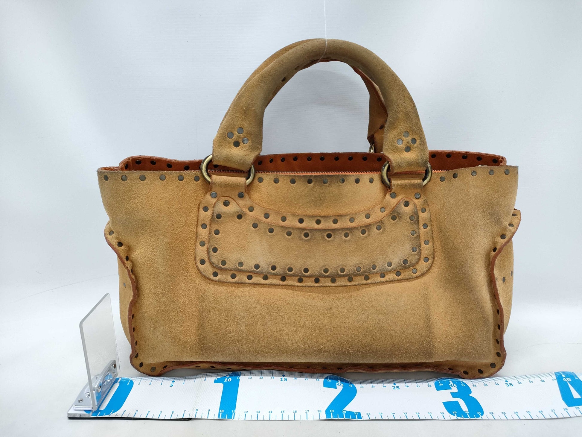 CELINE Boogie Bag Studded Triomphe Suede Handbag