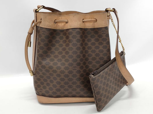 CELINE Macadam PVC Bucket Shoulder Bag with Drawstring Pouch