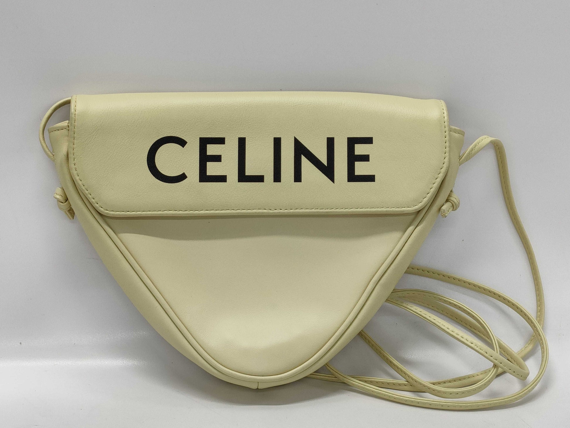 CELINE Triangle Logo Leather Shoulder Bag W-CU-3252