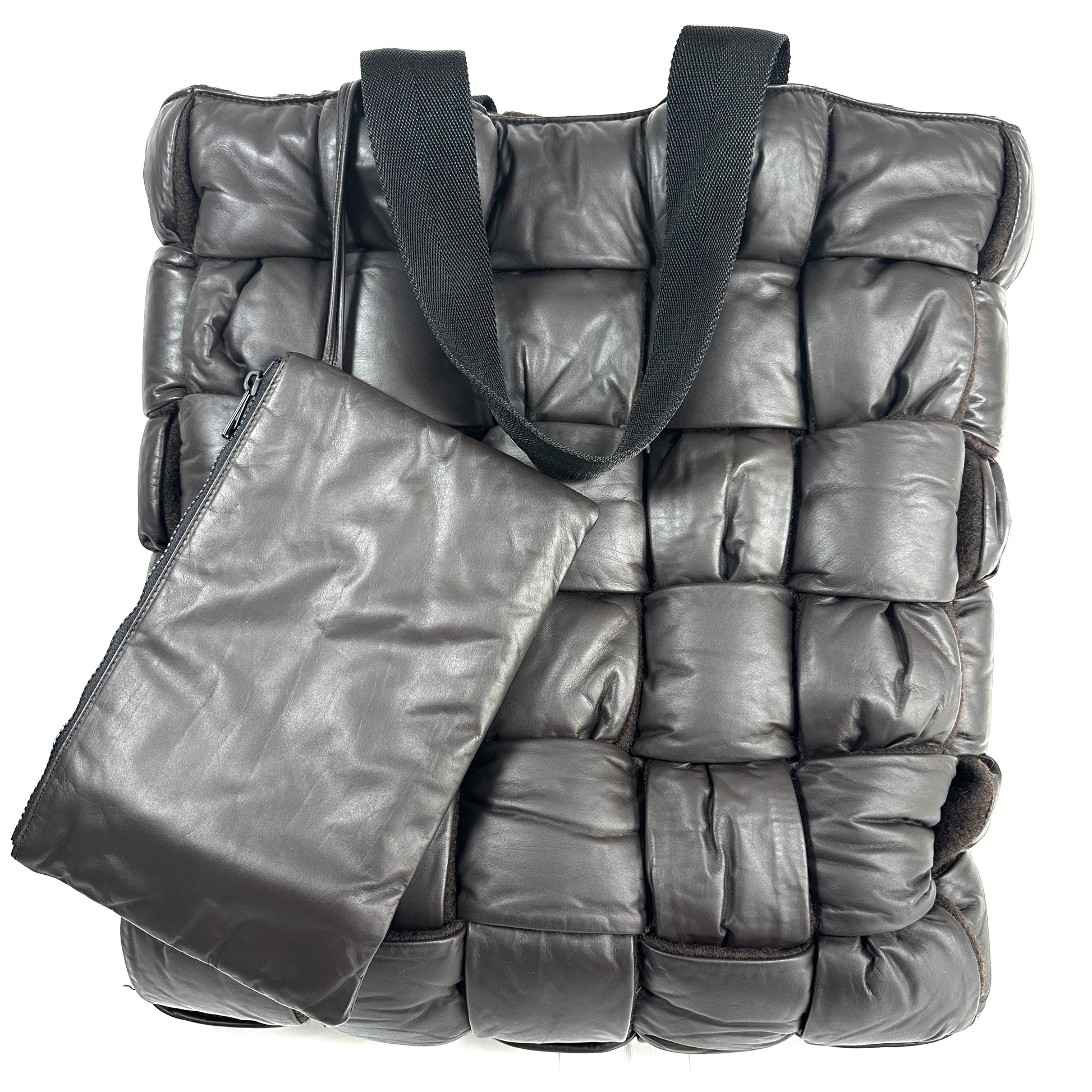 BOTTEGA VENETA Padded Tech Quilted Cassette The Arco Tote Bag Maxi Intrecciato Black Tote Bag