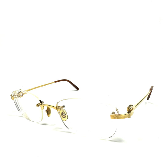 Cartier Rimless Single Point Eyeglasses Sunglasses with C Motif in Gold