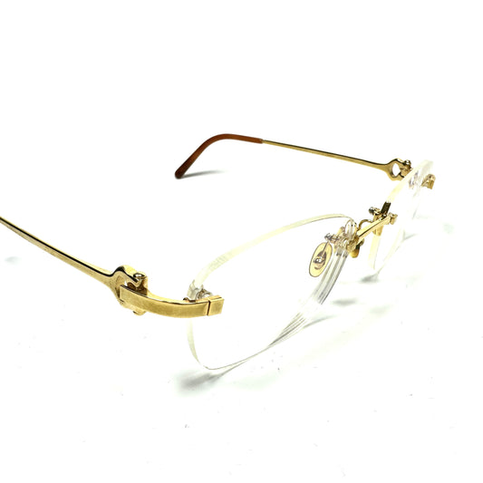 Cartier Rimless Single Point Eyeglasses Sunglasses with C Motif in Gold