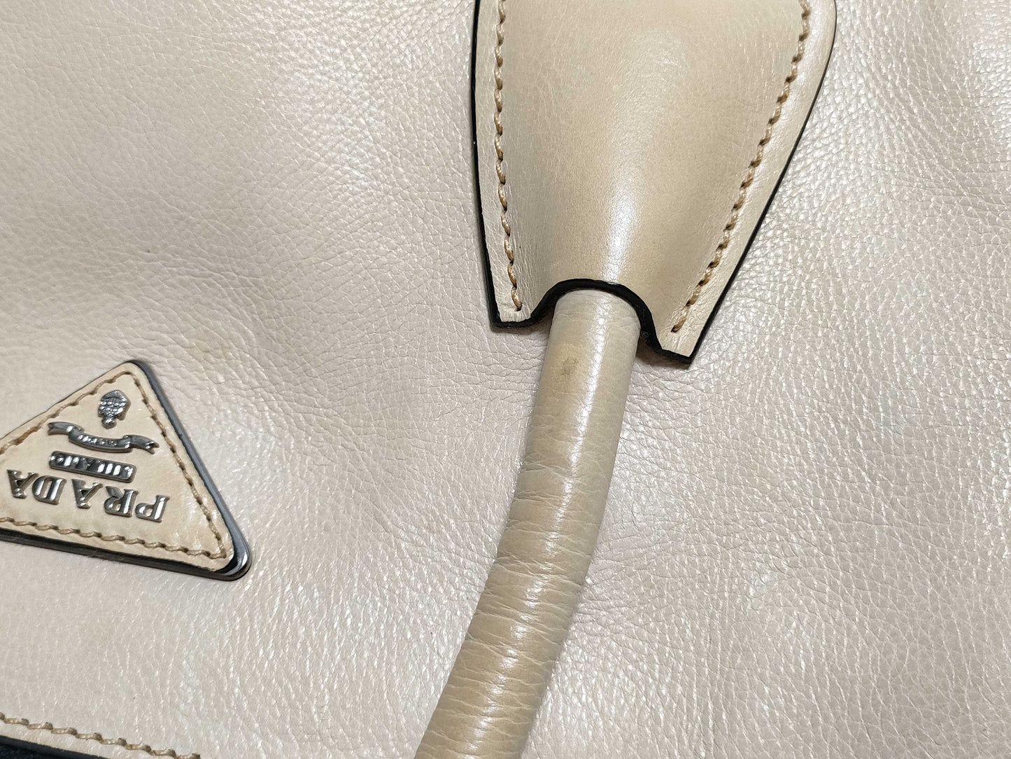 PRADA SG-Prada Leather 2-way Handbag Beige BN2619 Handbag