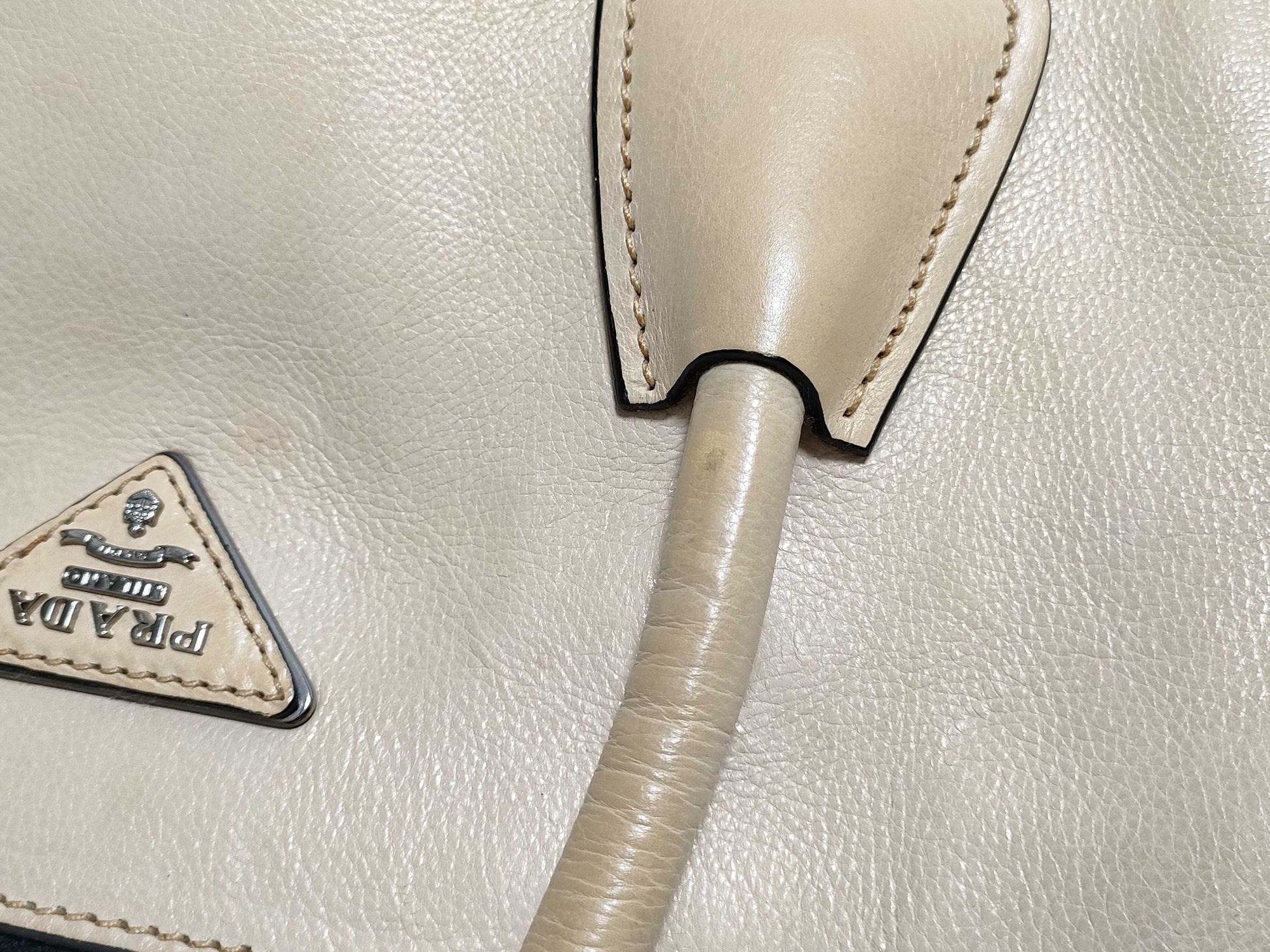 PRADA SG-Prada Leather 2-way Handbag Beige BN2619 Handbag