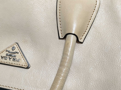PRADA SG-Prada Leather 2-way Handbag Beige BN2619 Handbag