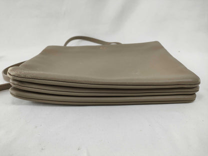 CELINE Trio Leather Shoulder Bag, Beige