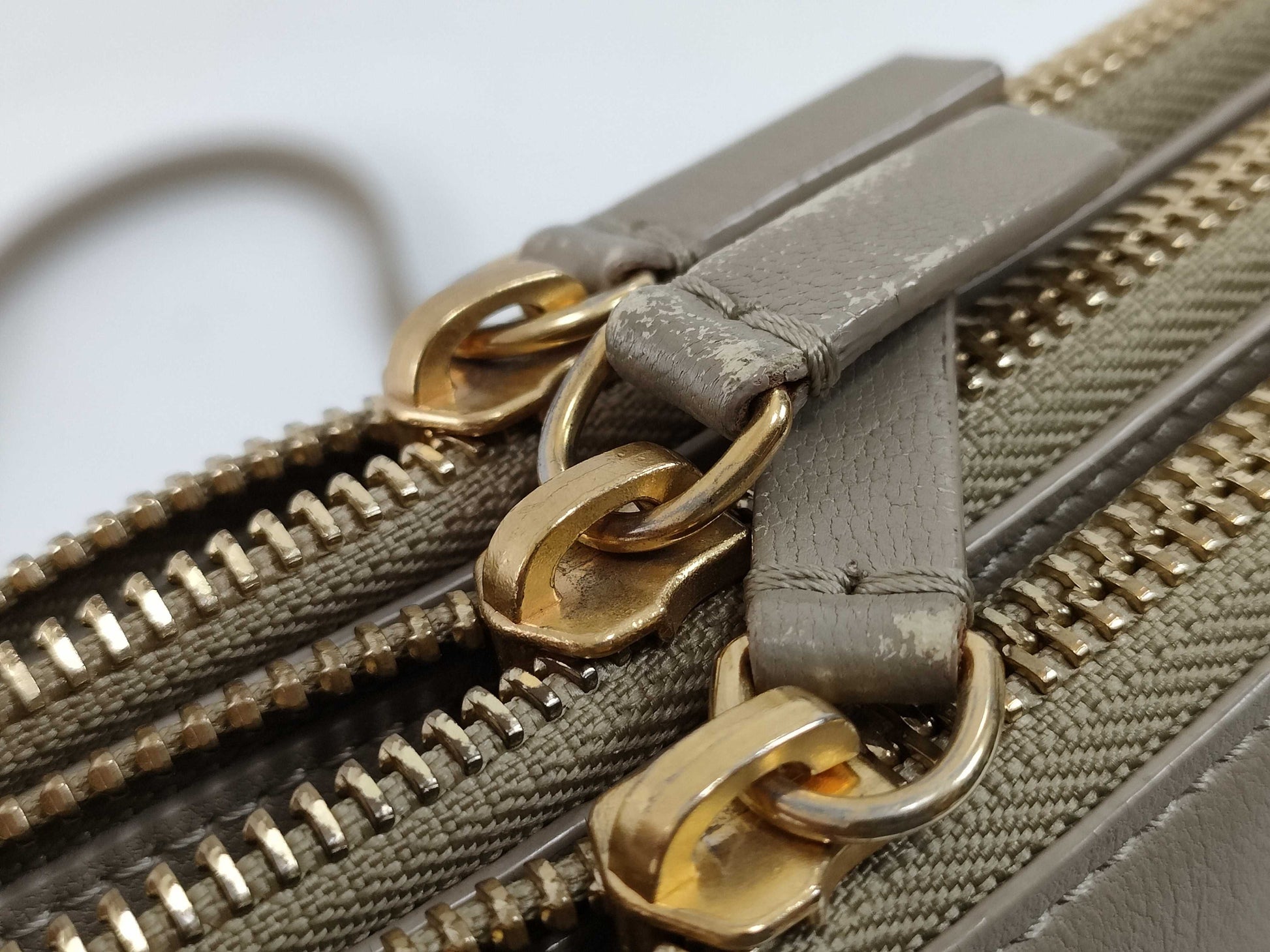 CELINE Trio Leather Shoulder Bag, Beige