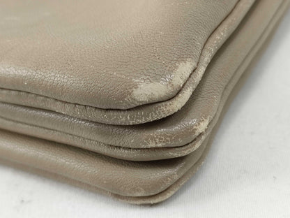 CELINE Trio Leather Shoulder Bag, Beige