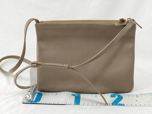 CELINE Trio Leather Shoulder Bag, Beige