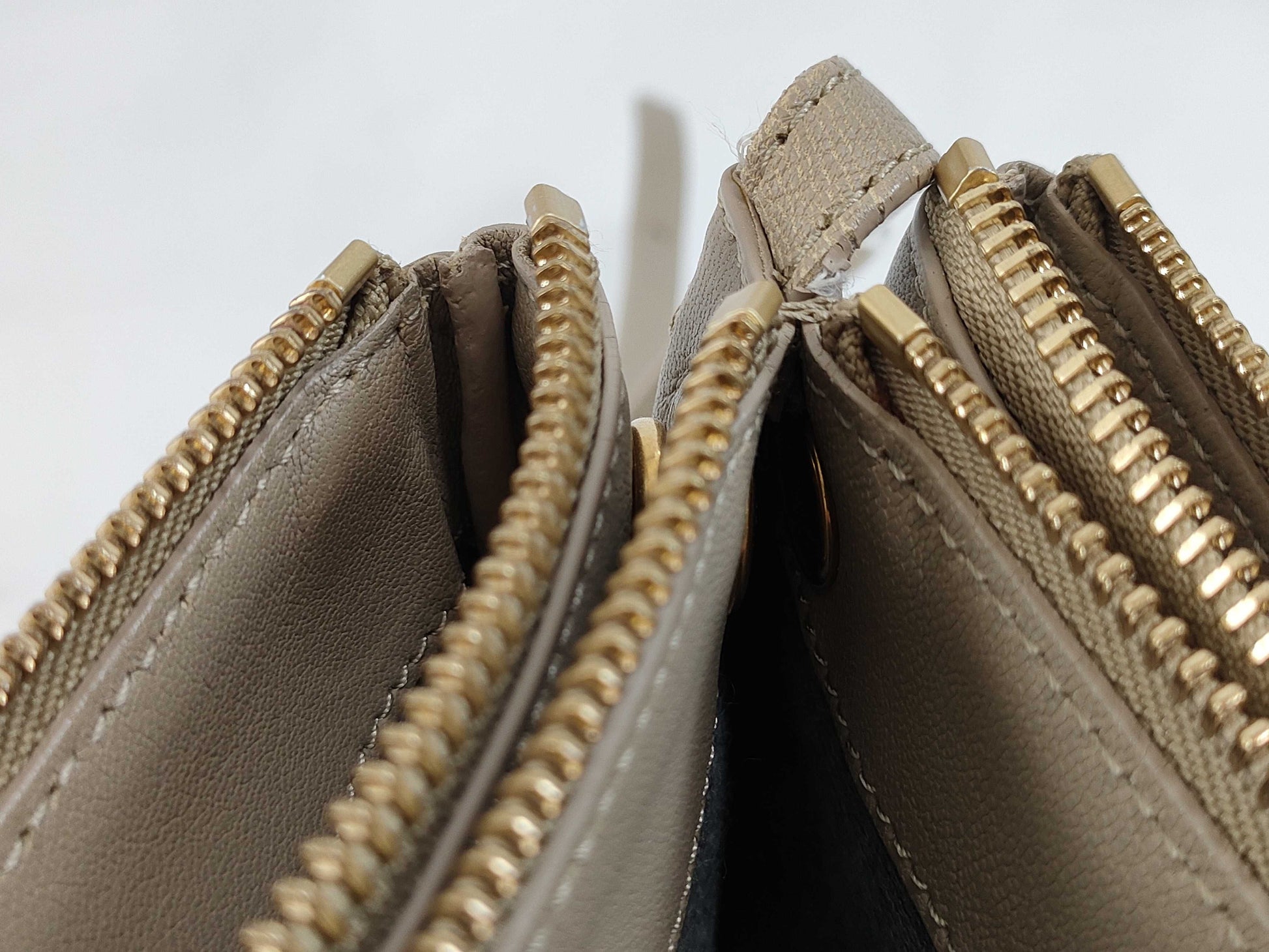 CELINE Trio Leather Shoulder Bag, Beige