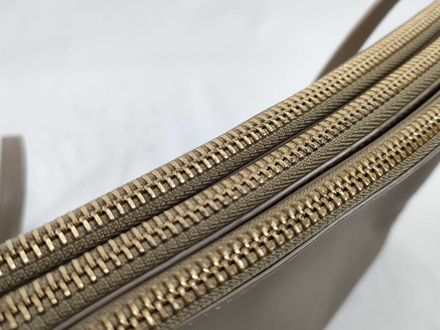 CELINE Trio Leather Shoulder Bag, Beige