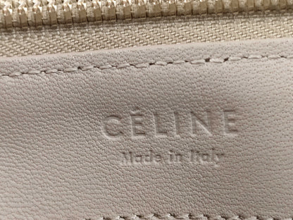 CELINE Trio Leather Shoulder Bag, Beige
