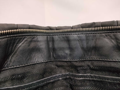PRADA Nylon SG-Prada Tesut Gauffle Nylon x Leather 2-Way Handbag Black BN1792 Handbag