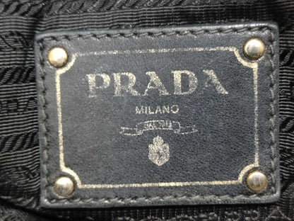 PRADA Nylon SG-Prada Tesut Gauffle Nylon x Leather 2-Way Handbag Black BN1792 Handbag