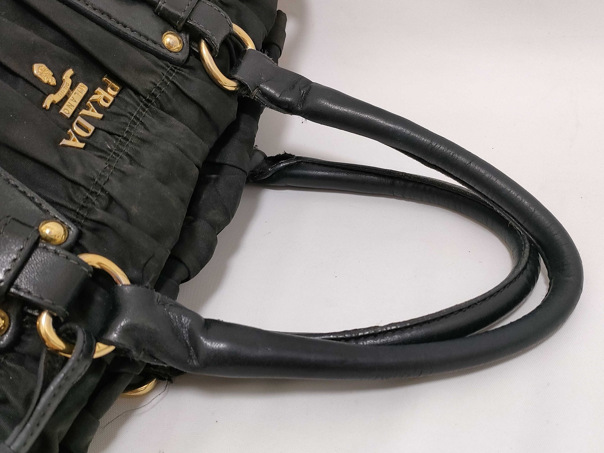 PRADA Nylon SG-Prada Tesut Gauffle Nylon x Leather 2-Way Handbag Black BN1792 Handbag