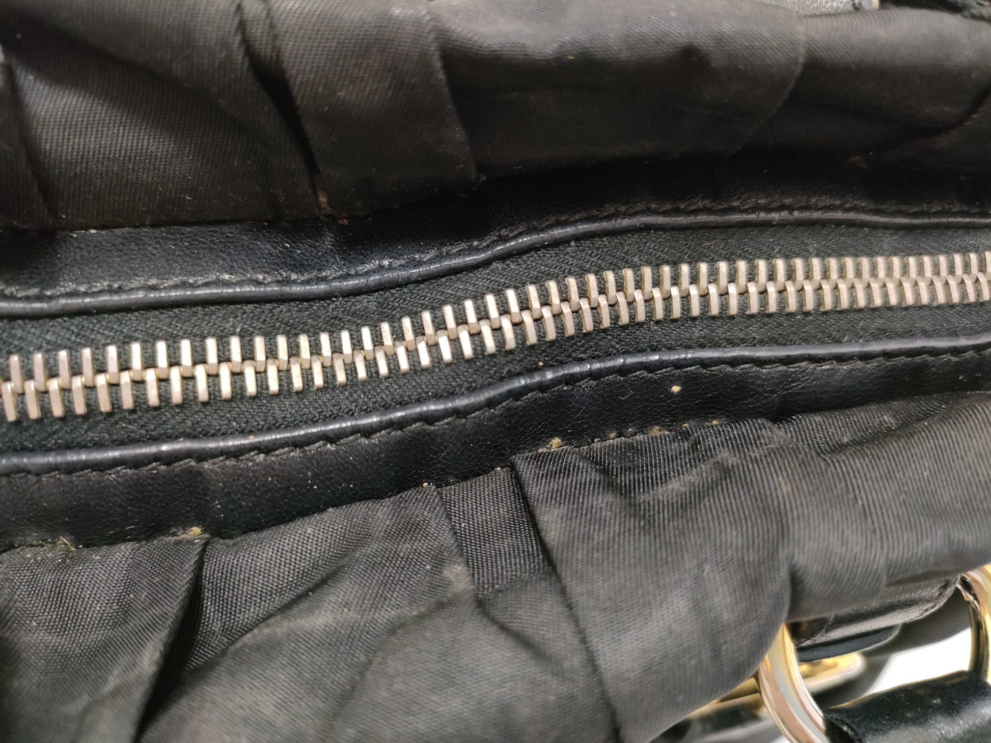 PRADA Nylon SG-Prada Tesut Gauffle Nylon x Leather 2-Way Handbag Black BN1792 Handbag