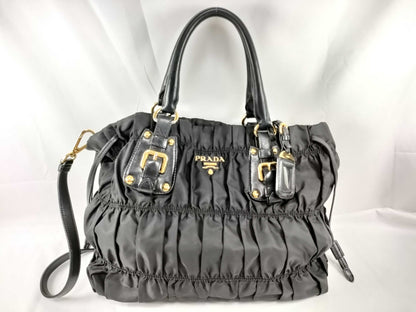 PRADA ID-Prada Canvas Vintage Black Totebag Handbag