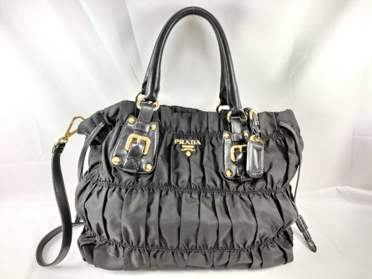 PRADA ID-Prada Canvas Vintage Black Totebag Handbag