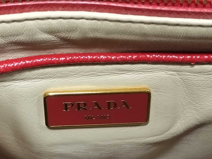 PRADA ID-Prada Patent Leather Red Saffiano Lux 30cm #180 Hand Bags GHW Handbag
