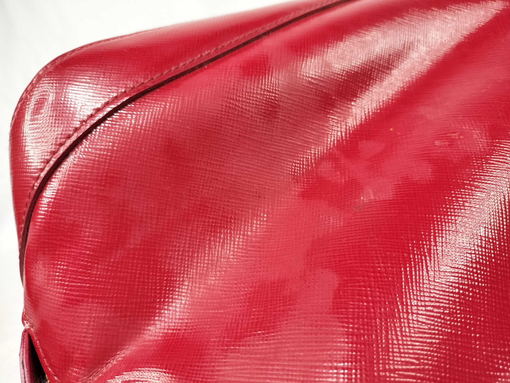 PRADA ID-Prada Patent Leather Red Saffiano Lux 30cm #180 Hand Bags GHW Handbag