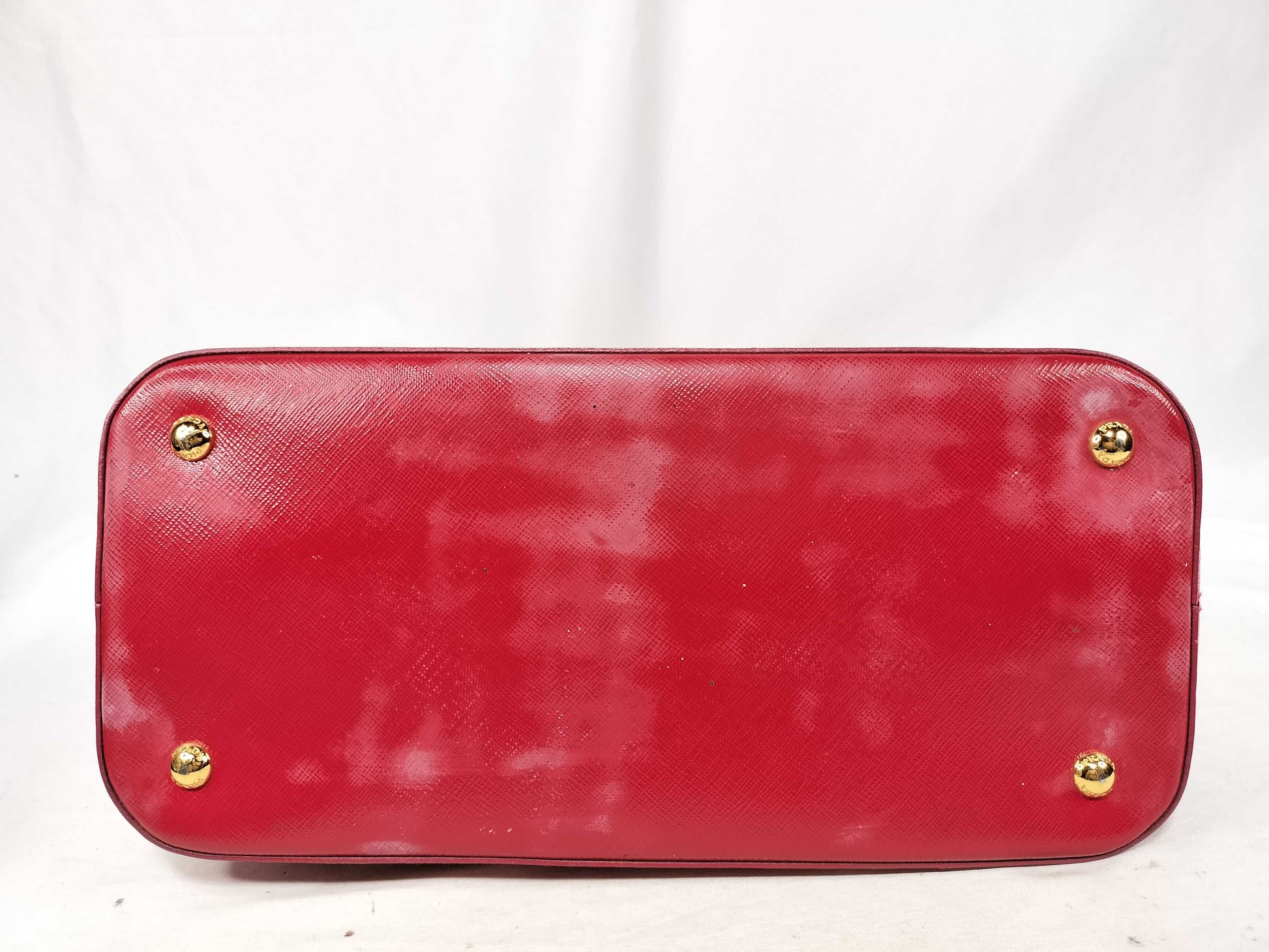 PRADA ID-Prada Patent Leather Red Saffiano Lux 30cm #180 Hand Bags GHW Handbag