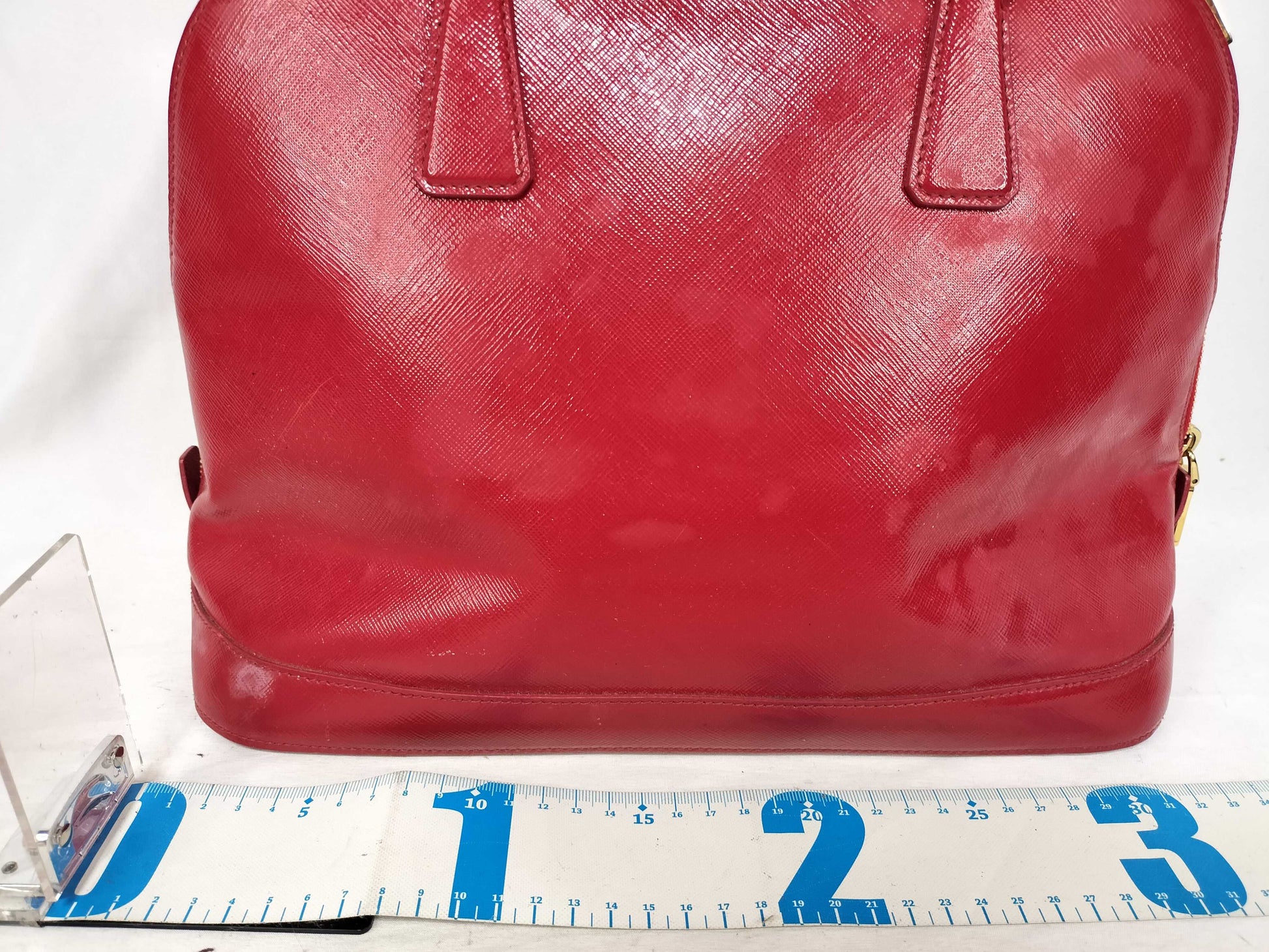 PRADA ID-Prada Patent Leather Red Saffiano Lux 30cm #180 Hand Bags GHW Handbag