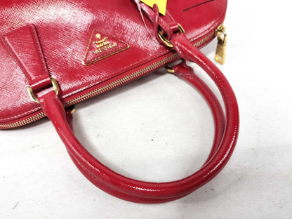 PRADA ID-Prada Patent Leather Red Saffiano Lux 30cm #180 Hand Bags GHW Handbag