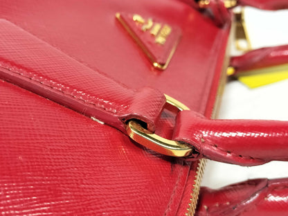 PRADA ID-Prada Patent Leather Red Saffiano Lux 30cm #180 Hand Bags GHW Handbag