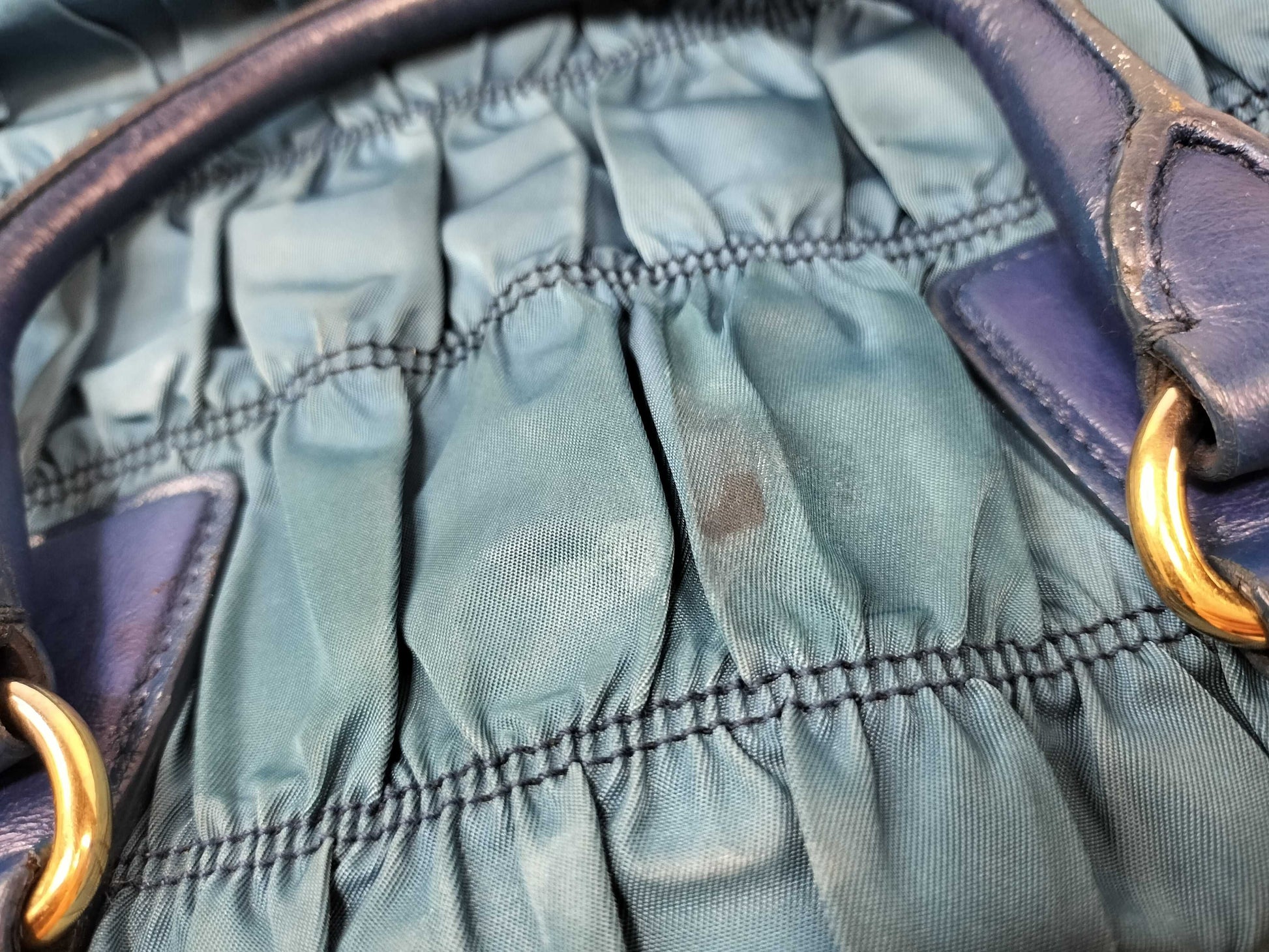 PRADA ID-Prada Nappa Gofle Leather 2-Way Handbag