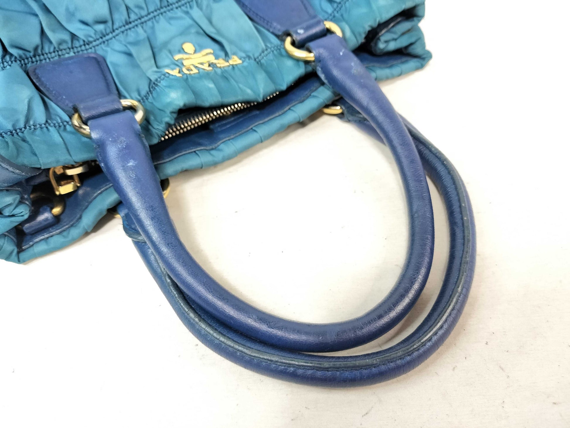 PRADA ID-Prada Nappa Gofle Leather 2-Way Handbag