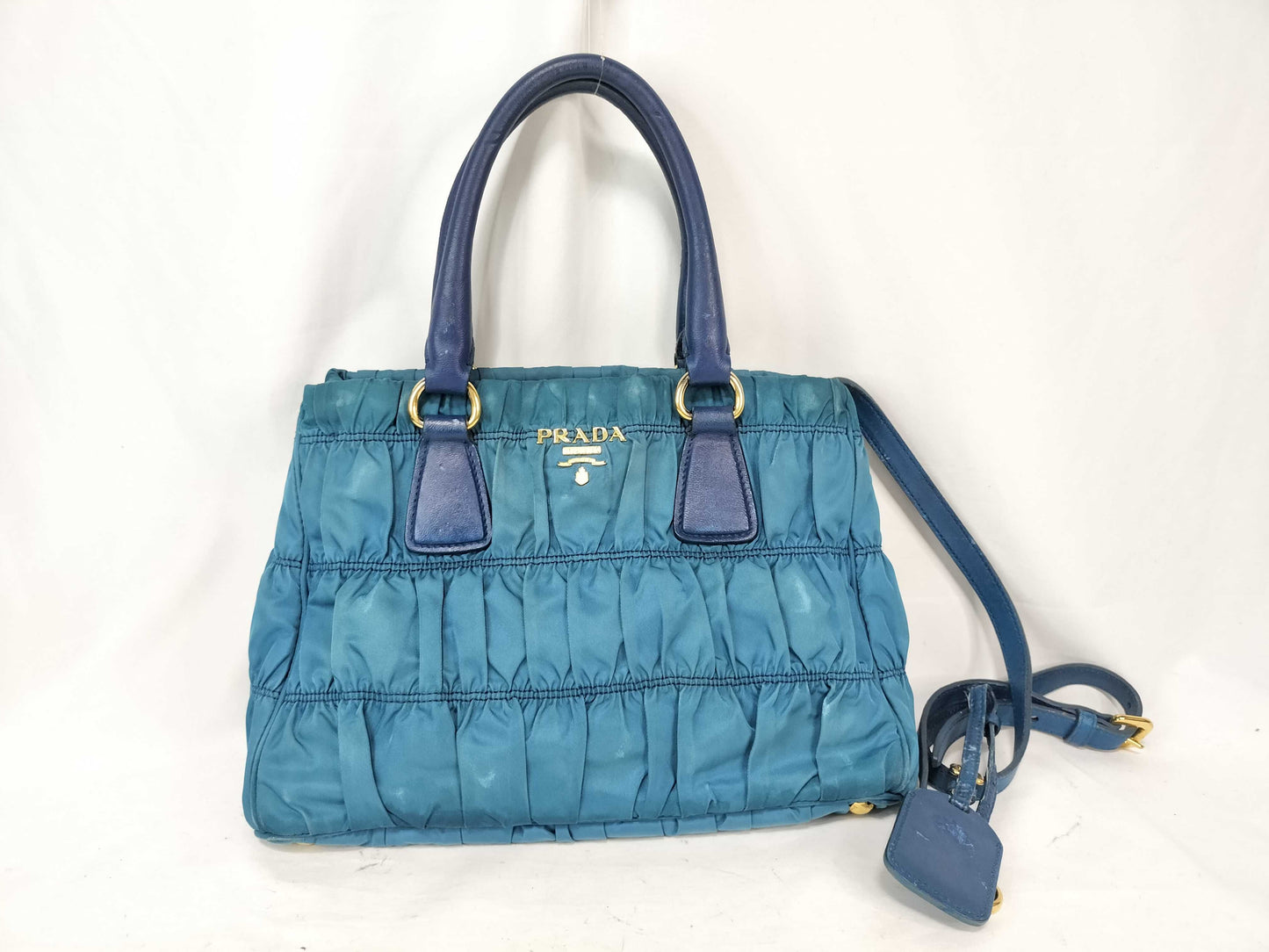 PRADA ID-Prada Nappa Gofle Leather 2-Way Handbag