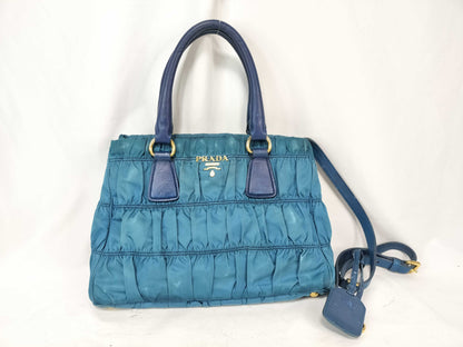 PRADA ID-Prada Nappa Gofle Leather 2-Way Handbag
