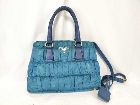 PRADA ID-Prada Nappa Gofle Leather 2-Way Handbag
