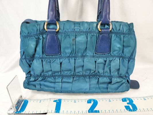 PRADA ID-Prada Nappa Gofle Leather 2-Way Handbag