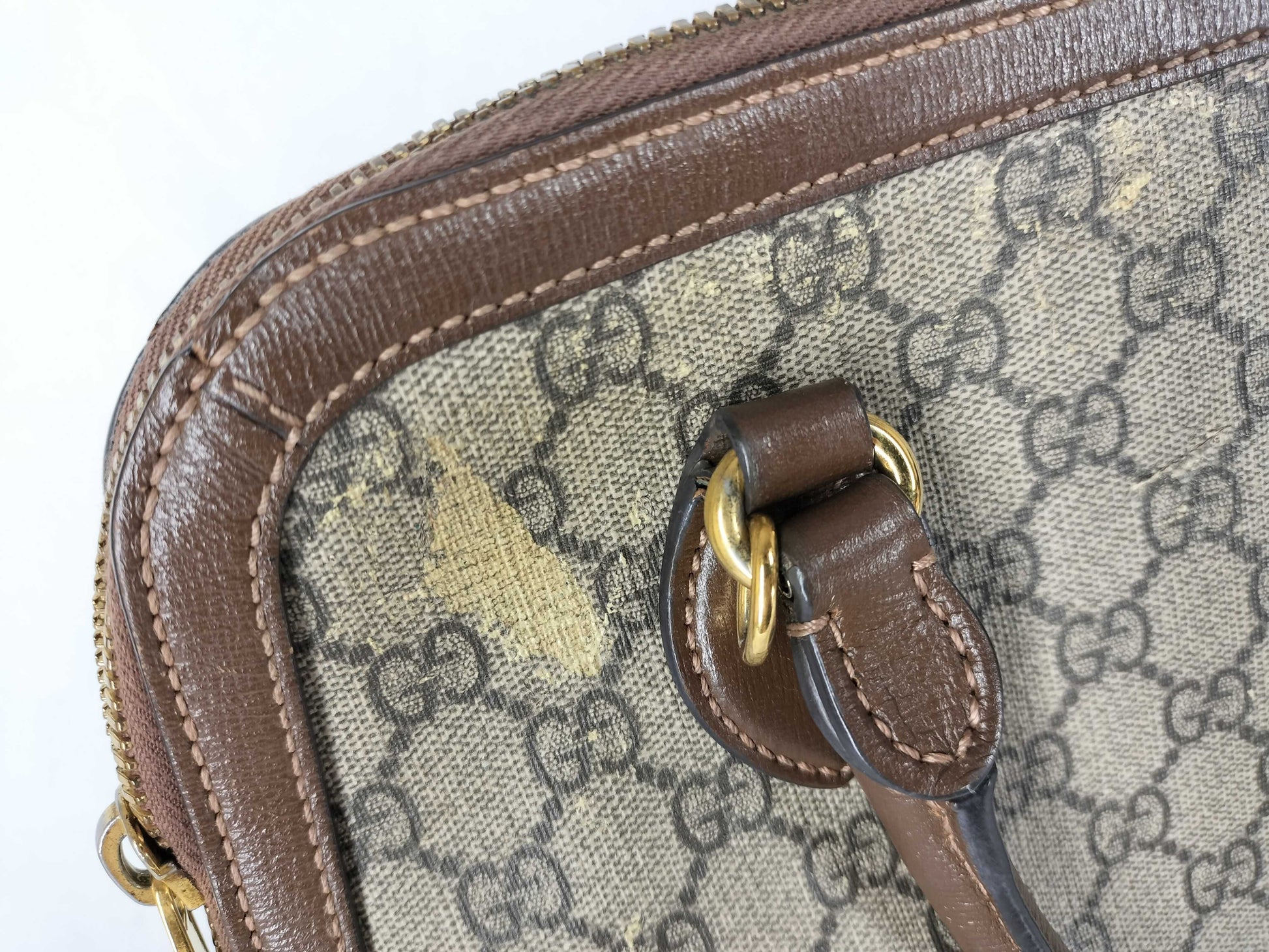 GUCCI GG Supreme ID-Gucci GG Supreme Horse Bits PVC & Leather 2-Way Handbag 620850 525040 With Handbag