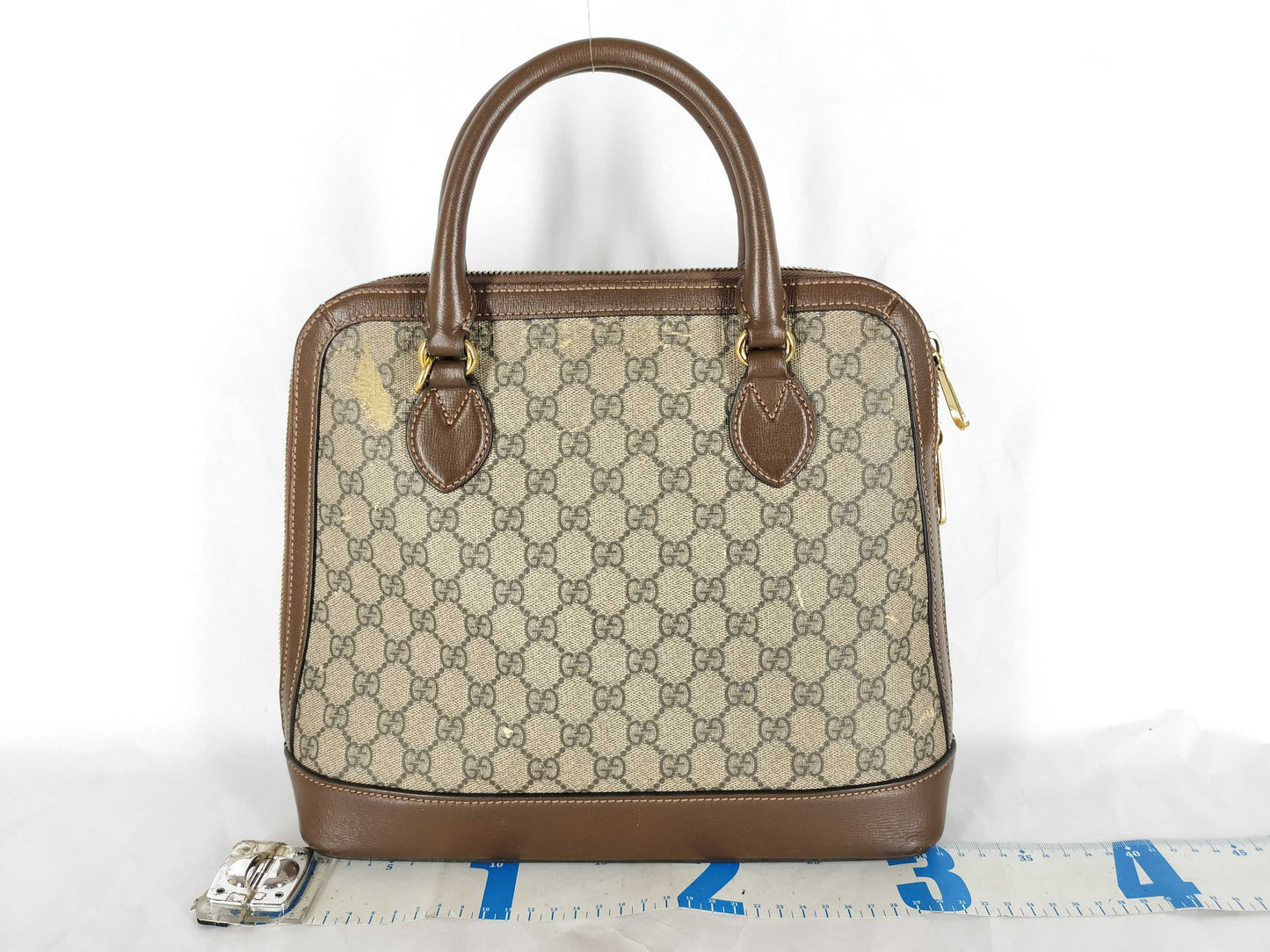 GUCCI GG Supreme ID-Gucci GG Supreme Horse Bits PVC & Leather 2-Way Handbag 620850 525040 With Handbag