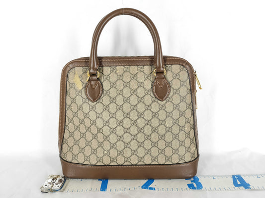GUCCI GG Supreme ID-Gucci GG Supreme Horse Bits PVC & Leather 2-Way Handbag 620850 525040 With Handbag