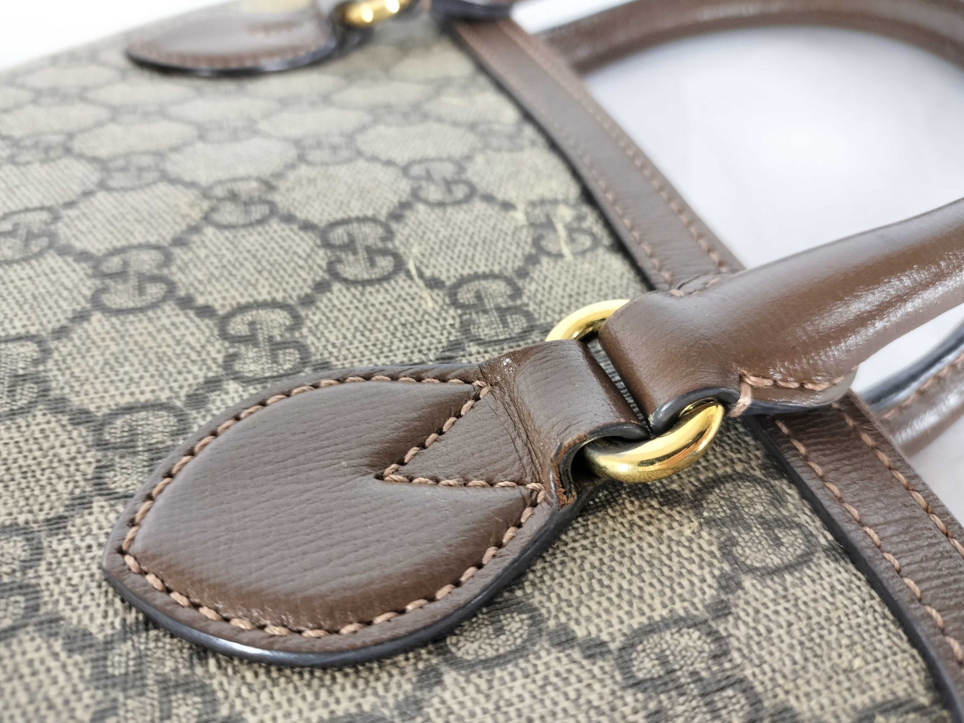 GUCCI GG Supreme ID-Gucci GG Supreme Horse Bits PVC & Leather 2-Way Handbag 620850 525040 With Handbag