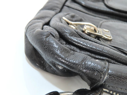 BALENCIAGA Clutch Bag Leather Black 182384 Bag
