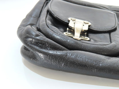 BALENCIAGA Clutch Bag Leather Black 182384 Bag