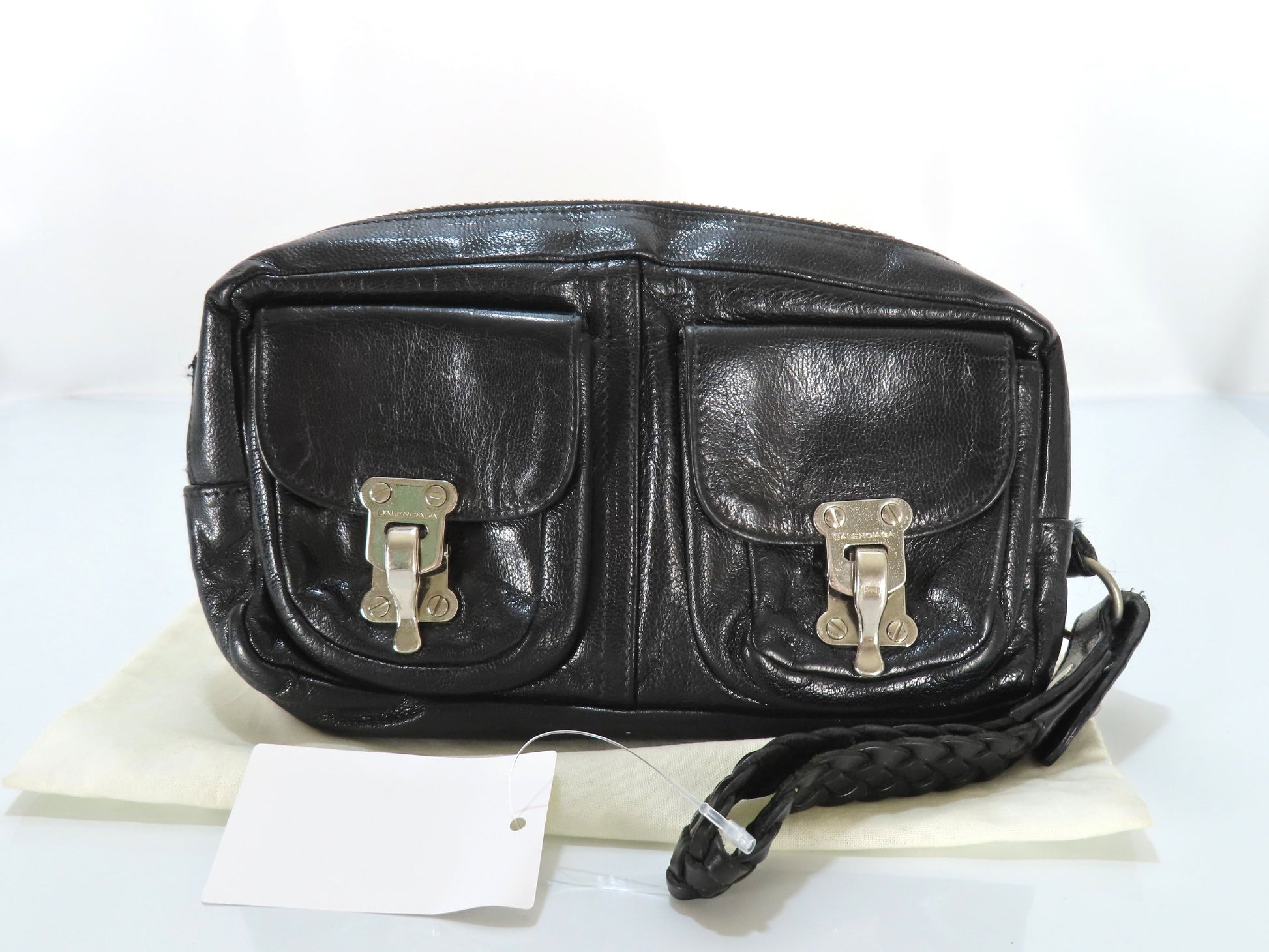 BALENCIAGA Clutch Bag Leather Black 182384 Bag