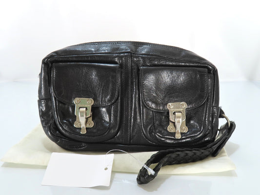 BALENCIAGA Clutch Bag Leather Black 182384 Bag