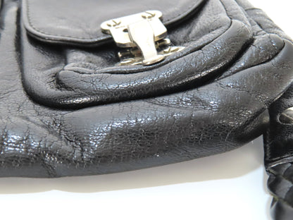 BALENCIAGA Clutch Bag Leather Black 182384 Bag