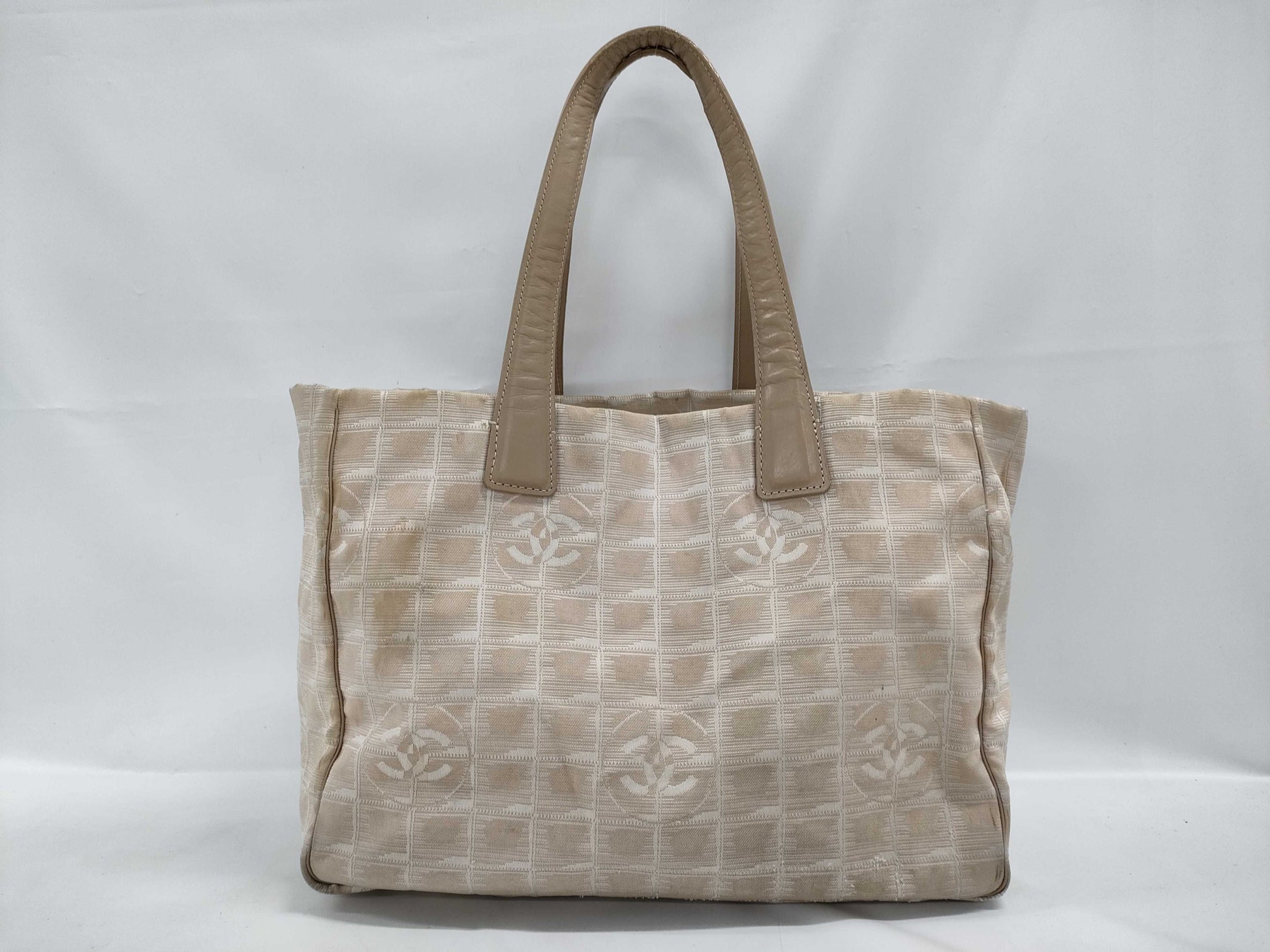 CHANEL New Travel Line Nylon and Leather Tote Bag, Beige, Gold Hardware, 8712681, Series 8