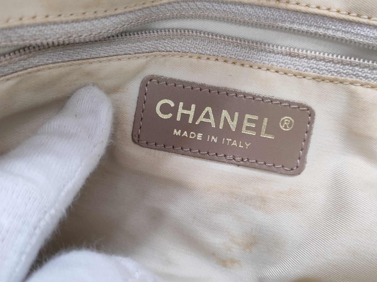 CHANEL New Travel Line Nylon and Leather Tote Bag, Beige, Gold Hardware, 8712681, Series 8
