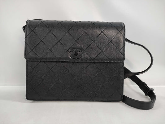 CHANEL Caviar Wild Stitch One-Shoulder Bag, Black 5445541