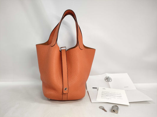 HERMES Picotin Lock PM Taurillon Orange Poppy T-stamped Handbag